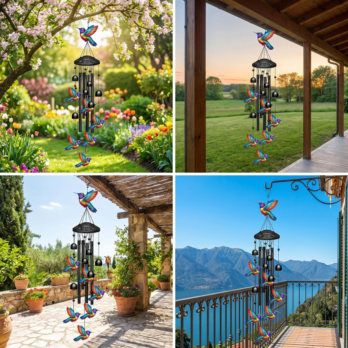 Hummingbird Wind Chimes for Outside (Multicolored)