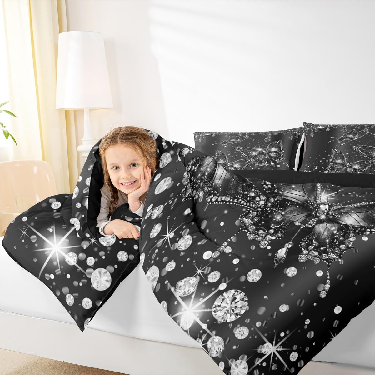 Butterfly Kids Comforter Set Toddler Size for Kids Boys Girls (Multi 807 / Toddler)