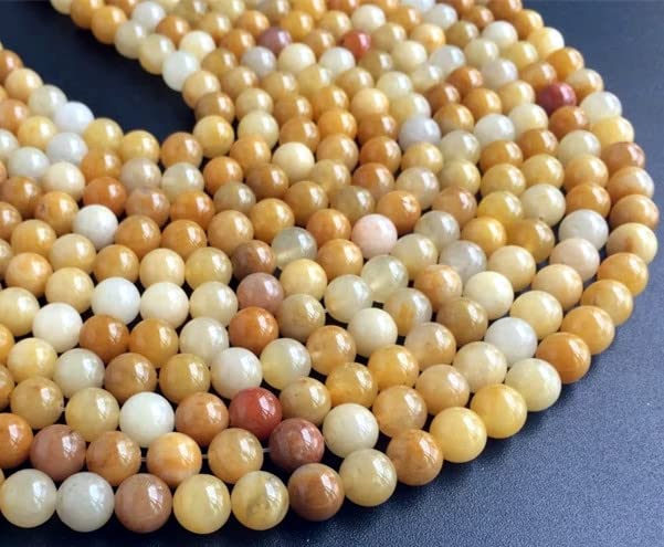 116 Pcs Yellow Jade Beads for Jewelry Making 6 MM Natural Jasper Gemstones Loose Stone Beads (Yellow Jade / 6MM, 116-120pcs)
