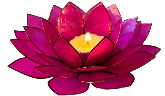 Moonshadow Handmade Capiz Shell Lotus Tea Light Holder (Pink)