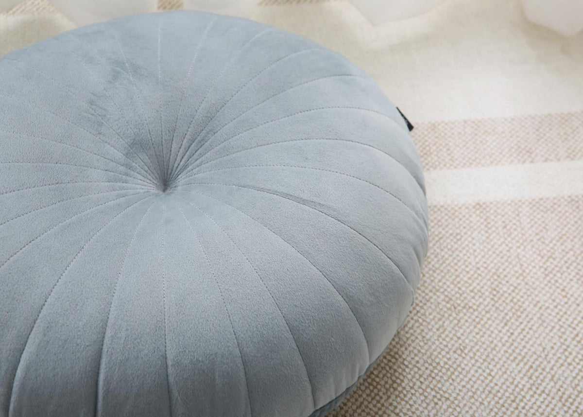 Floor Pillow Meditation Cushion Round Large Floor Pillows Seating for Adults (Grey / 18inches)