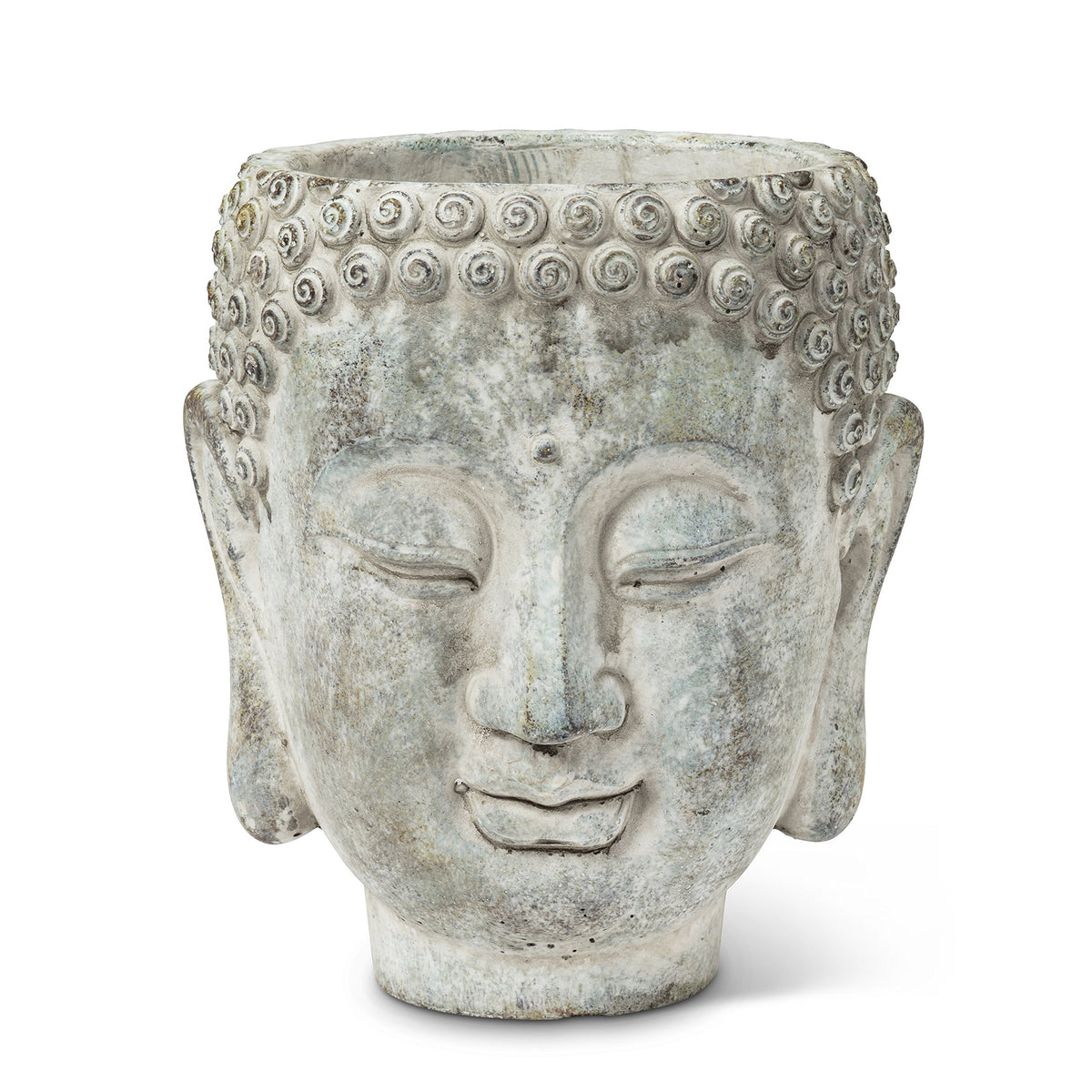 27-DHARMA/350 LG Large Buddha Head Planter, Grey (7" H) (Large (7 Inch))