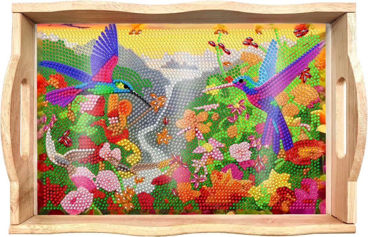 Hummingbird Diamond Art Tray DIY Kit for Adults Decor 7.8×11.8 in (Hummingbird AA)