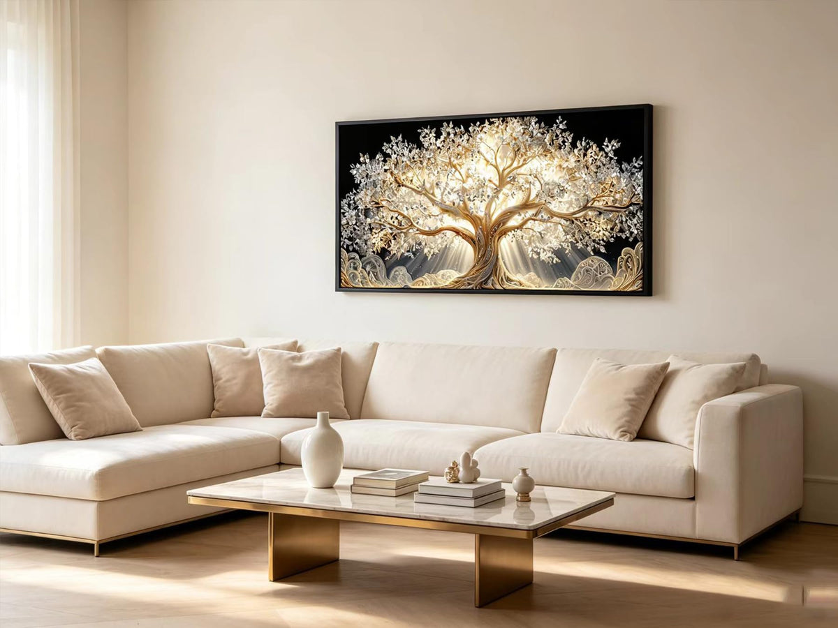 Large Framed Textured Painting Tree of Life Wall Art (Tree of Life / 40"L x 20"W)