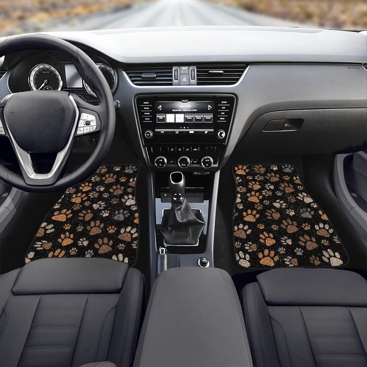 Brown Dog Paw Car Carpet Floor Mat Non Slip Rubber Car Carpet Mat Protector 4 Piece Automotive Floor Mats Front Universal Cars Foot Pads Brown Cars Accessories for SUV Vehicle Van (Brown Dog Paw)