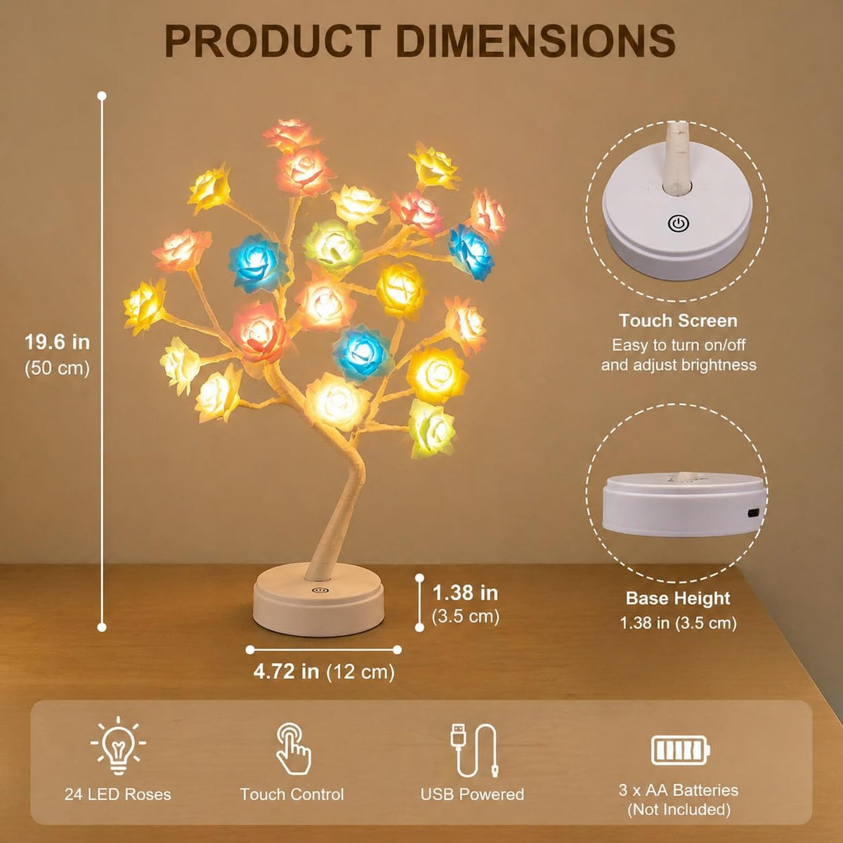 Rose Flower Tree Lamp (Red)