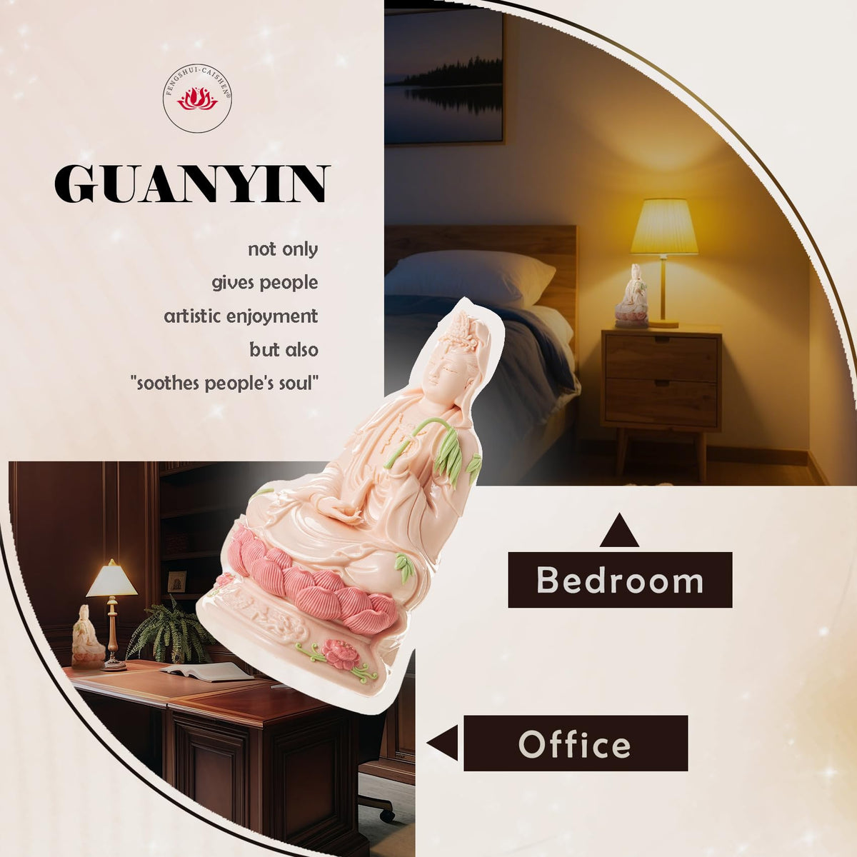 Porcelain Guan Yin Statue (Pink / Small)