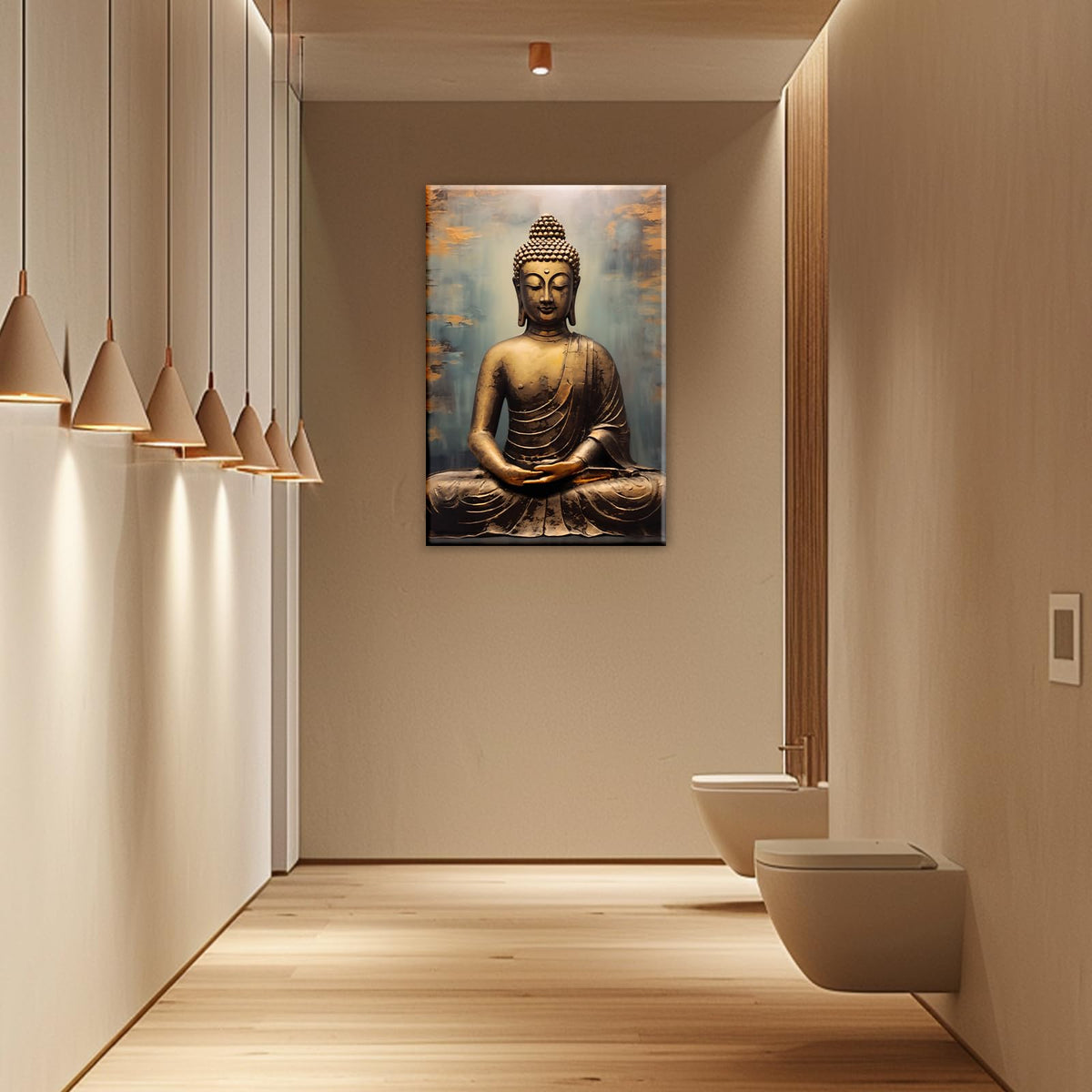 Buddha Canvas Wall Art Retro Buddha Statue Pictures Wall Decor Zen Painting Meditation Artwork For Spirit Bathroom Yoga Room Decor Frame (Buddha-4 / 18"L x 12"W)