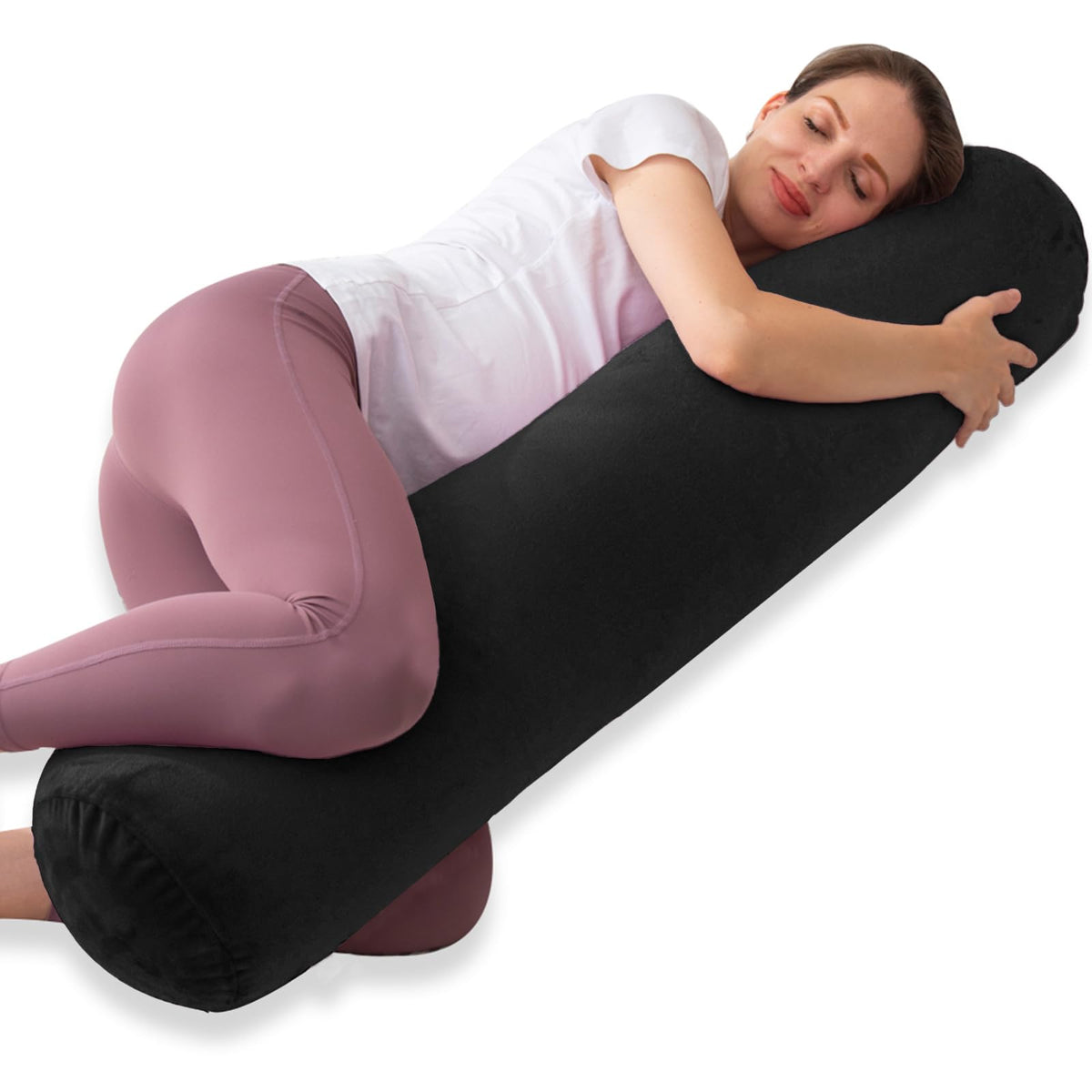 Round Body Pillow for Adults (Black / 47 inch)