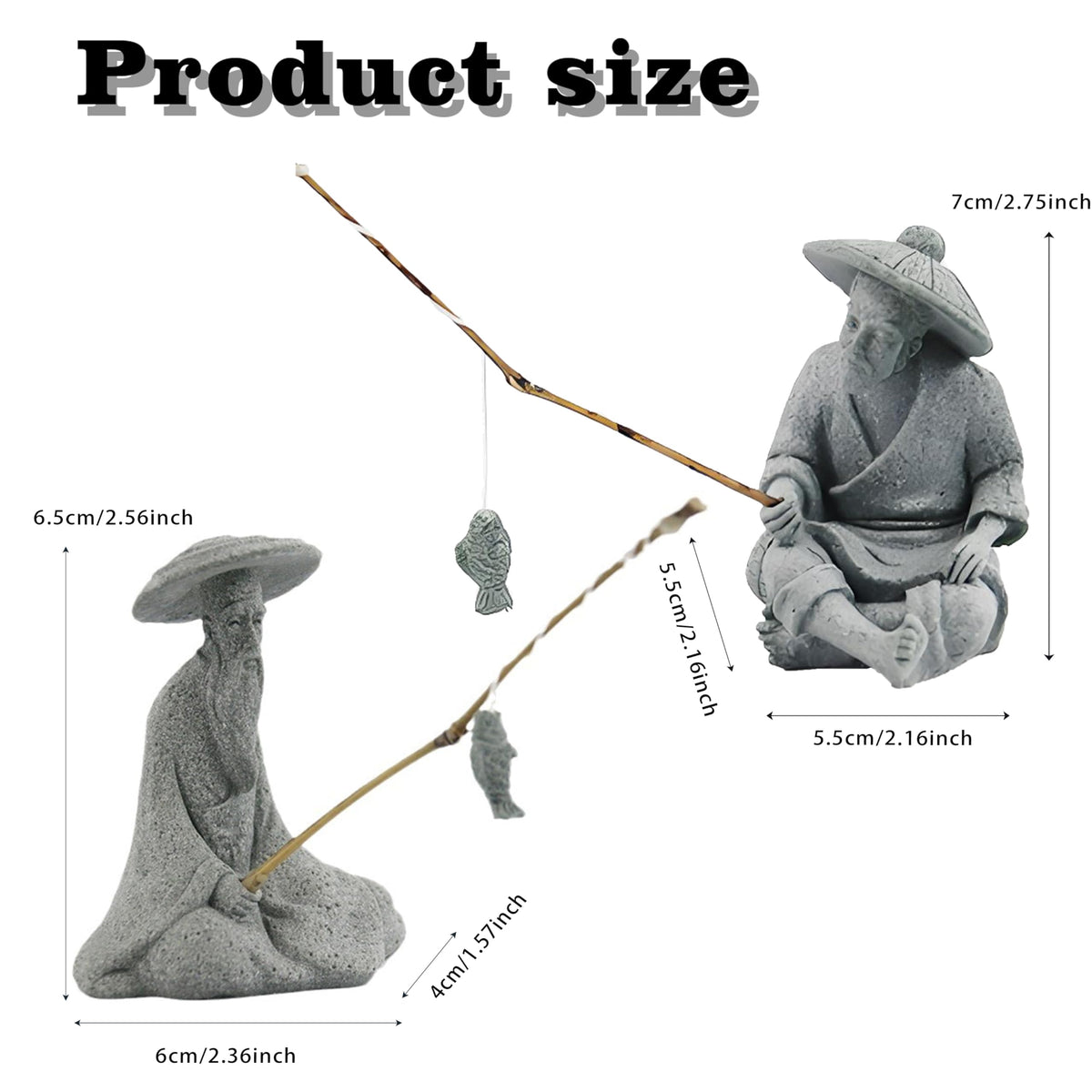 2 Pack Mini Fisherman Statue (2 Pcs Fisherman)