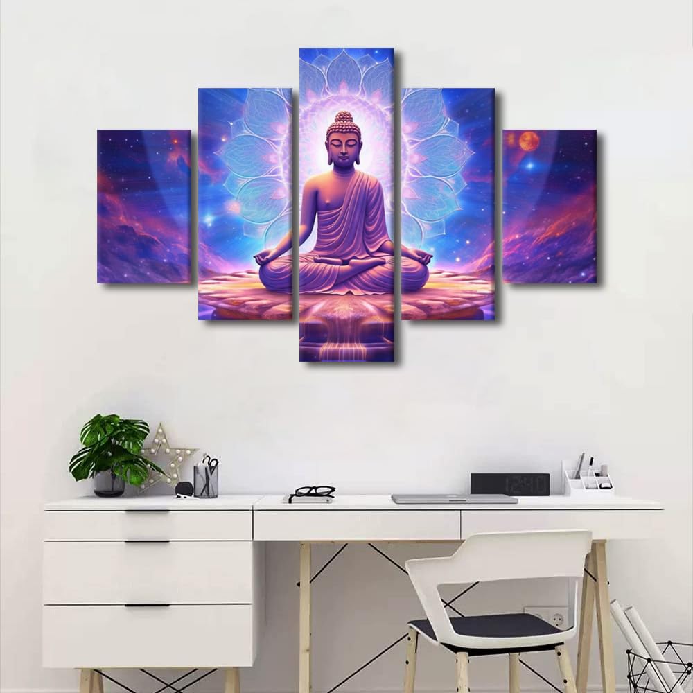 Buddha Modern Buddha Wall Art (60x40 in / 5PANEL-09)