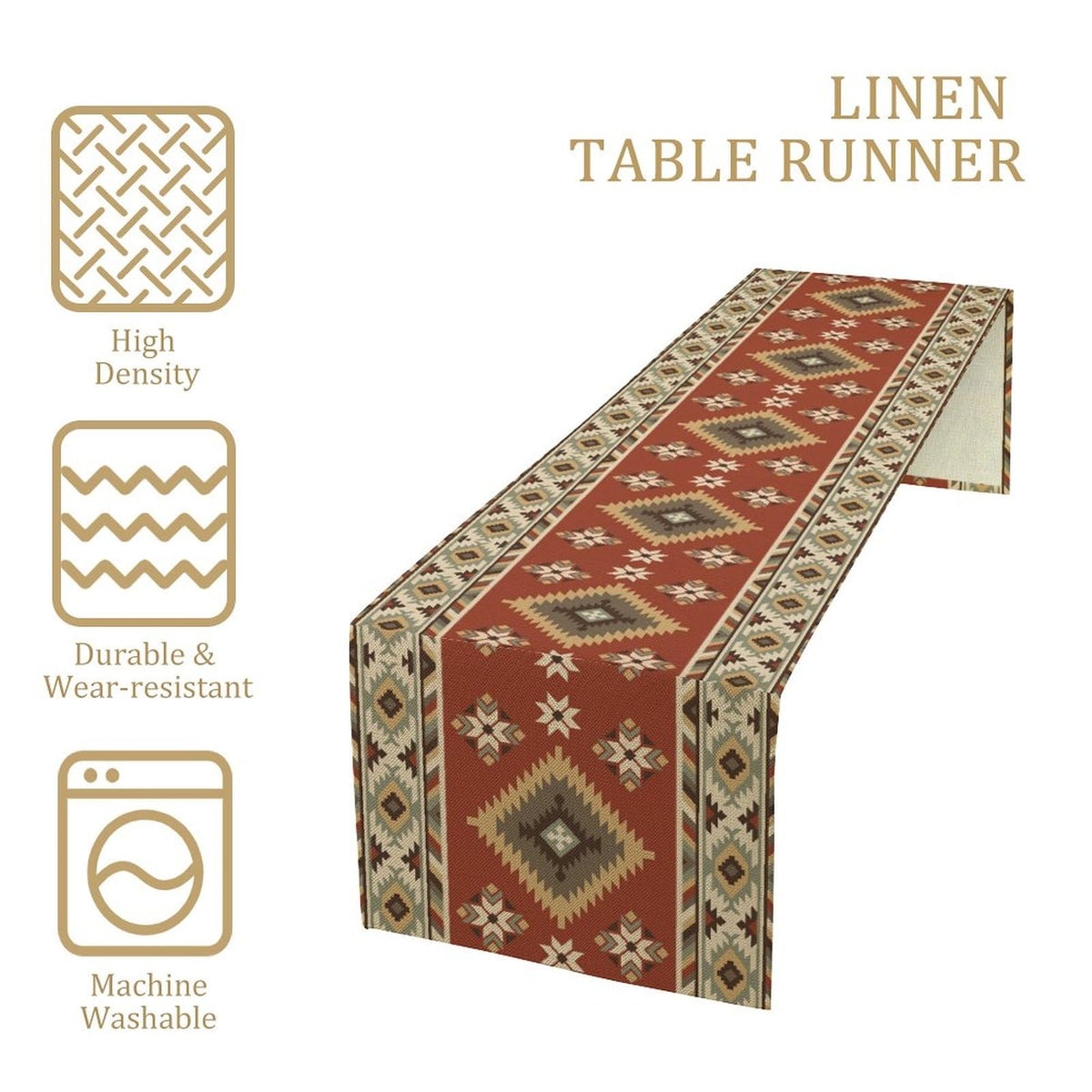 Aztec Table Runner Vintage Tribal Boho Western Southwestern Native American Runner for Kitchen Table Dining Room Coffe 13x90 inch (13x90inch / Aztec 14)