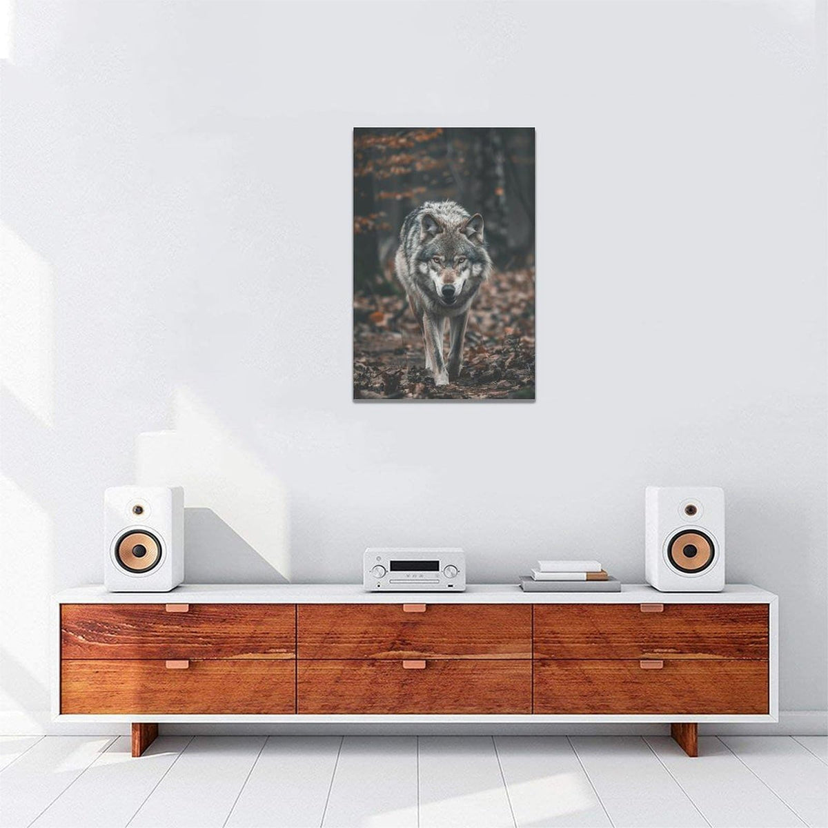 Wolf Wall Art Wildlife Forest Pictures Wall Decor Wolf Canvas Painting Print Home Modern Artwork Decorations Framed for Bathroom Living Room Bedroom Office 16 x 24 inch (24"L x 16"W / Wolf)