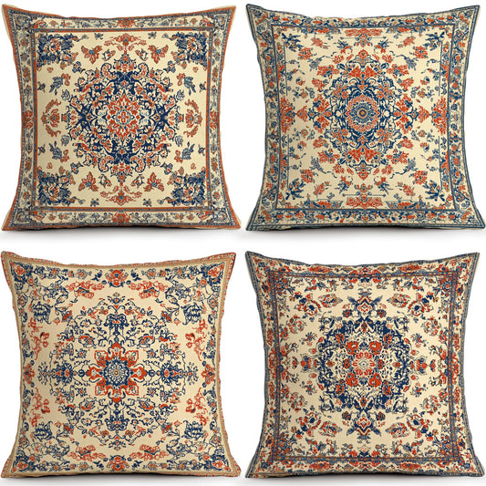 Bohemian Ethnic Pillow Covers Set of 4 (Bohemia Geometry 02 / 18" x 18" (Pack of 4))