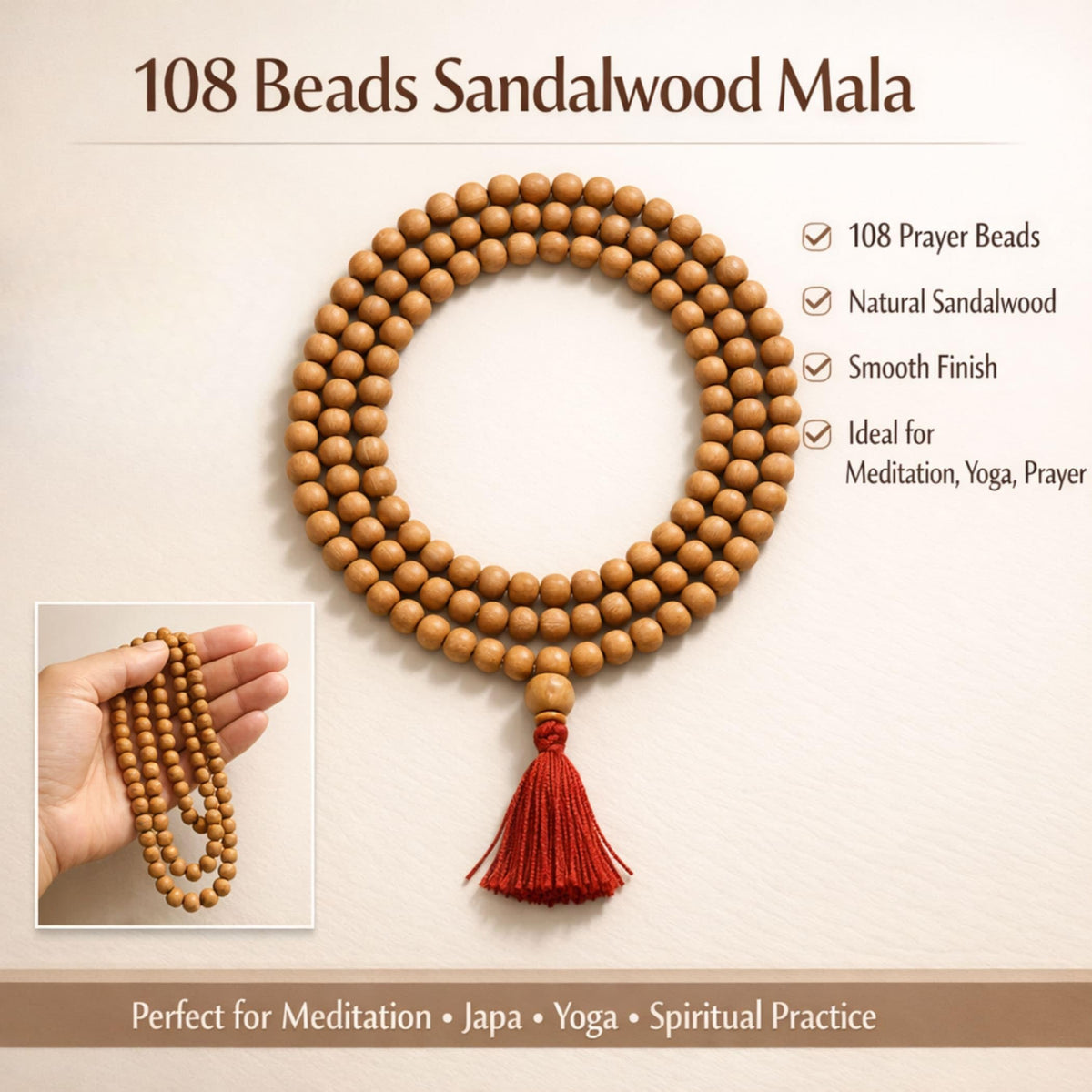 Sandalwood Mala (8mm Bead)