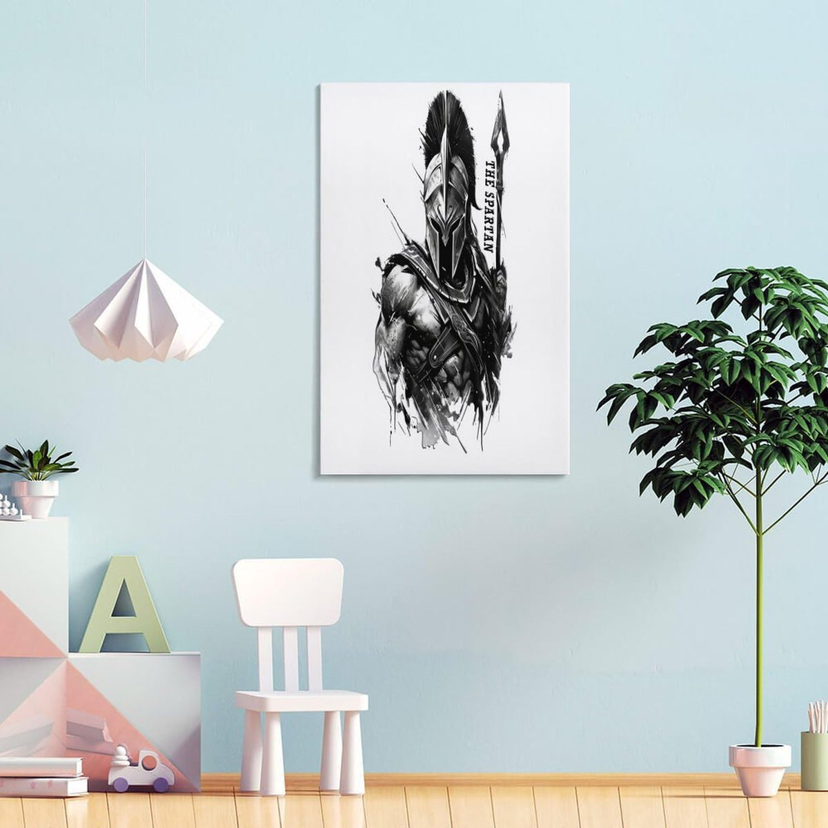 Spartan Warrior Illustration Fitness Gym Canvas Printing Wall Art Prints Wall Decor Posters Black White Gladiator Helmet Nordic Bohemian Living Room Bedroom Office Motivation Decor 16x24inch (style-16 / 16x24inch(40x60cm) Frame)