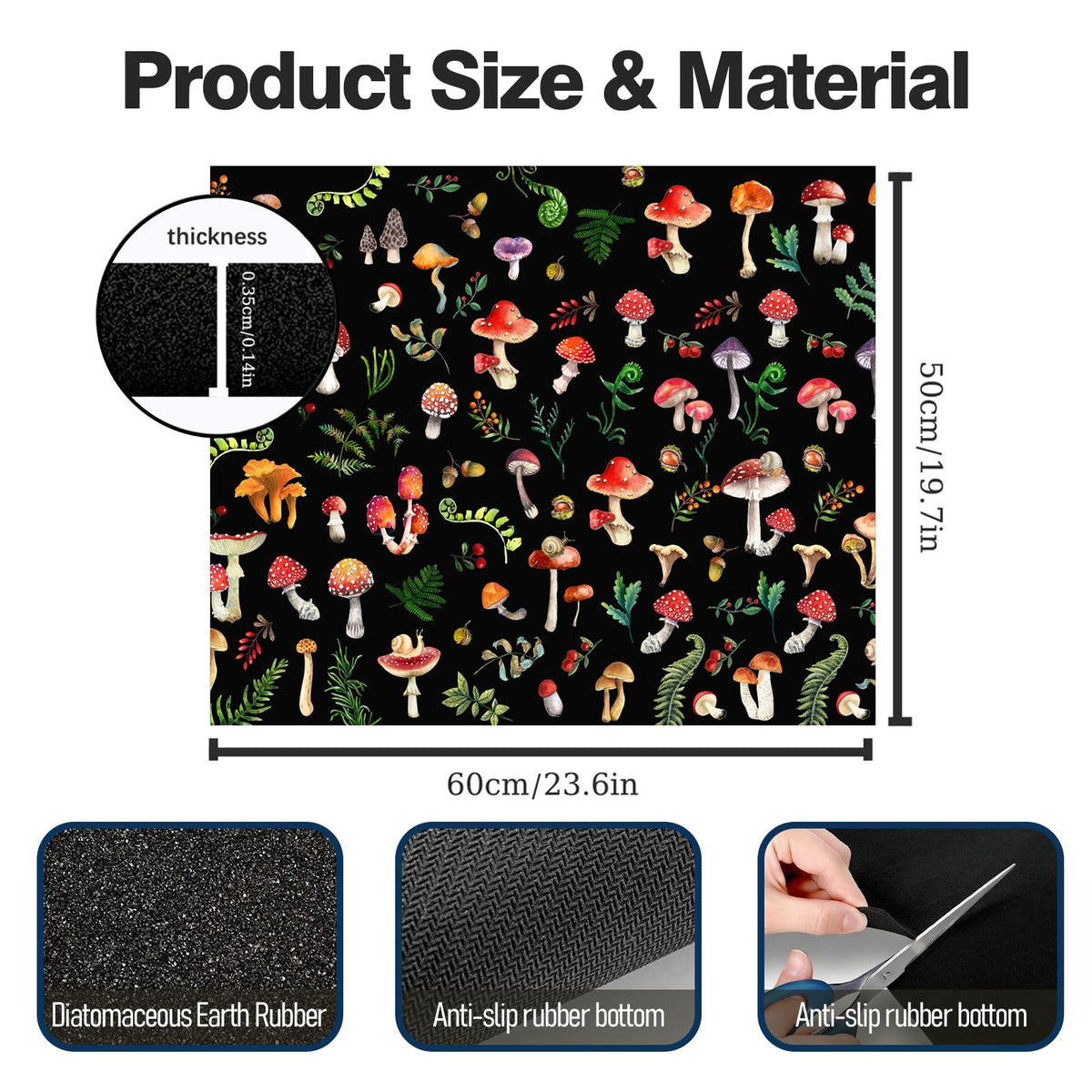 Dryer Top Protector Mat (black mushroom)