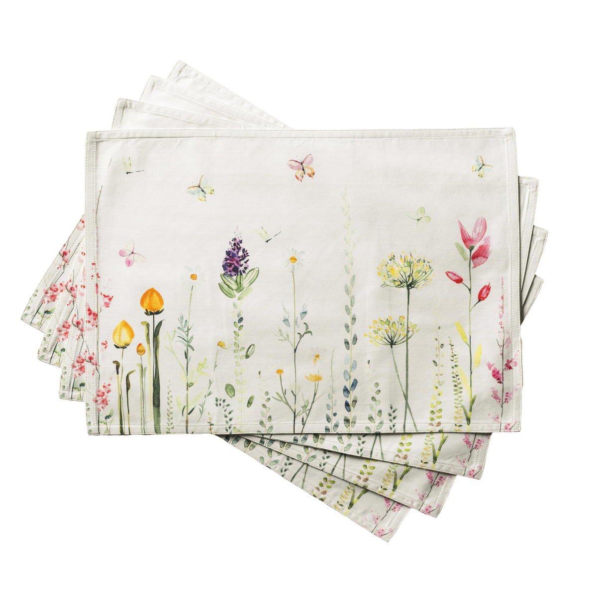 Placemats Set of 4 Reusable 100% Cotton (040 - Botanical Fresh / 13" X 19" (Pack of 4))