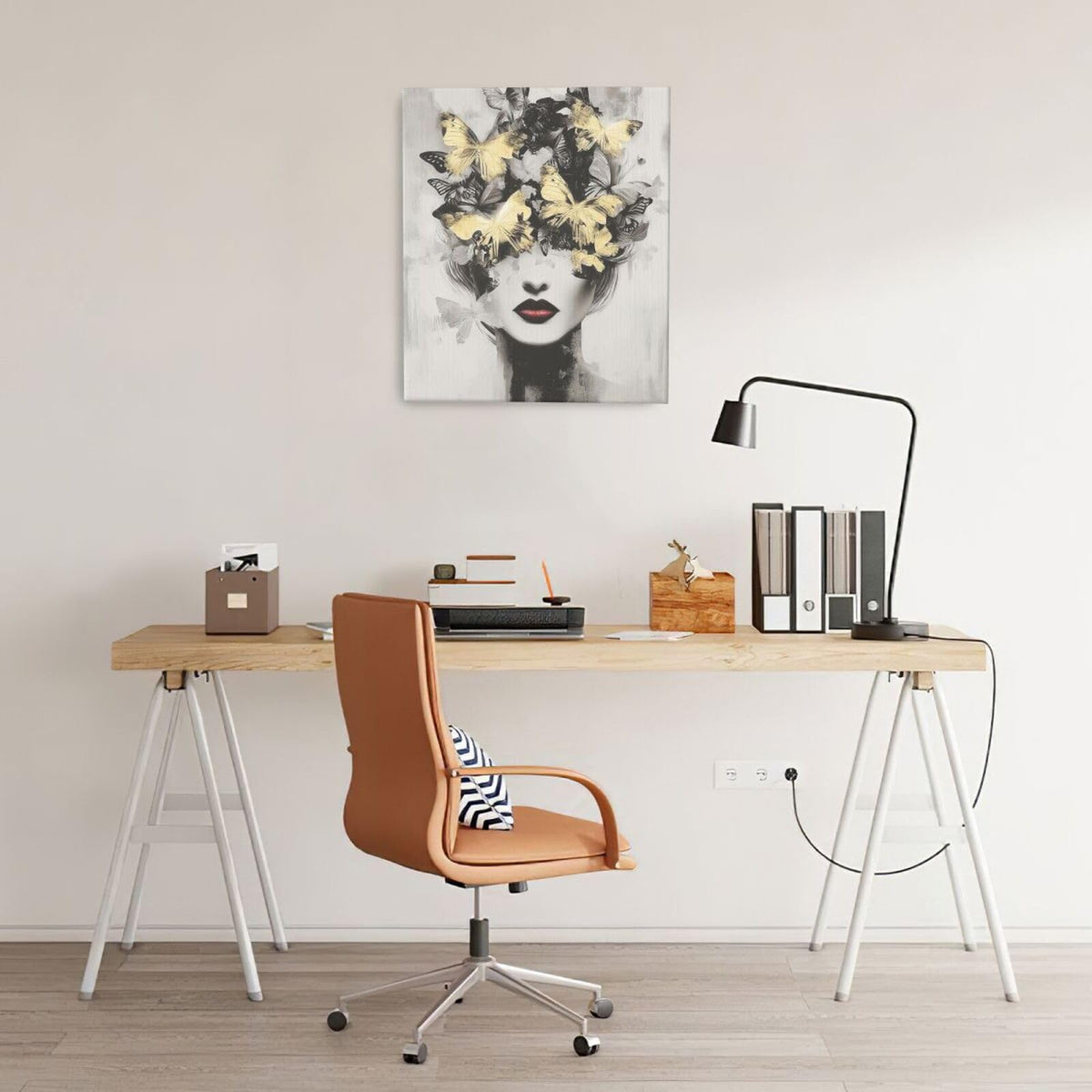 Gold Butterfly Woman Wall Art Black and White Female Wall Decor Modern Grey Aesthetic Canvas Pictures Paintings Prints Artwork Framed Decorations For Beauty Salon Spa Bathroom Bedroom Living Room Office Gifts 20" x 24" (Woman Flower / 24"L x 20"W)
