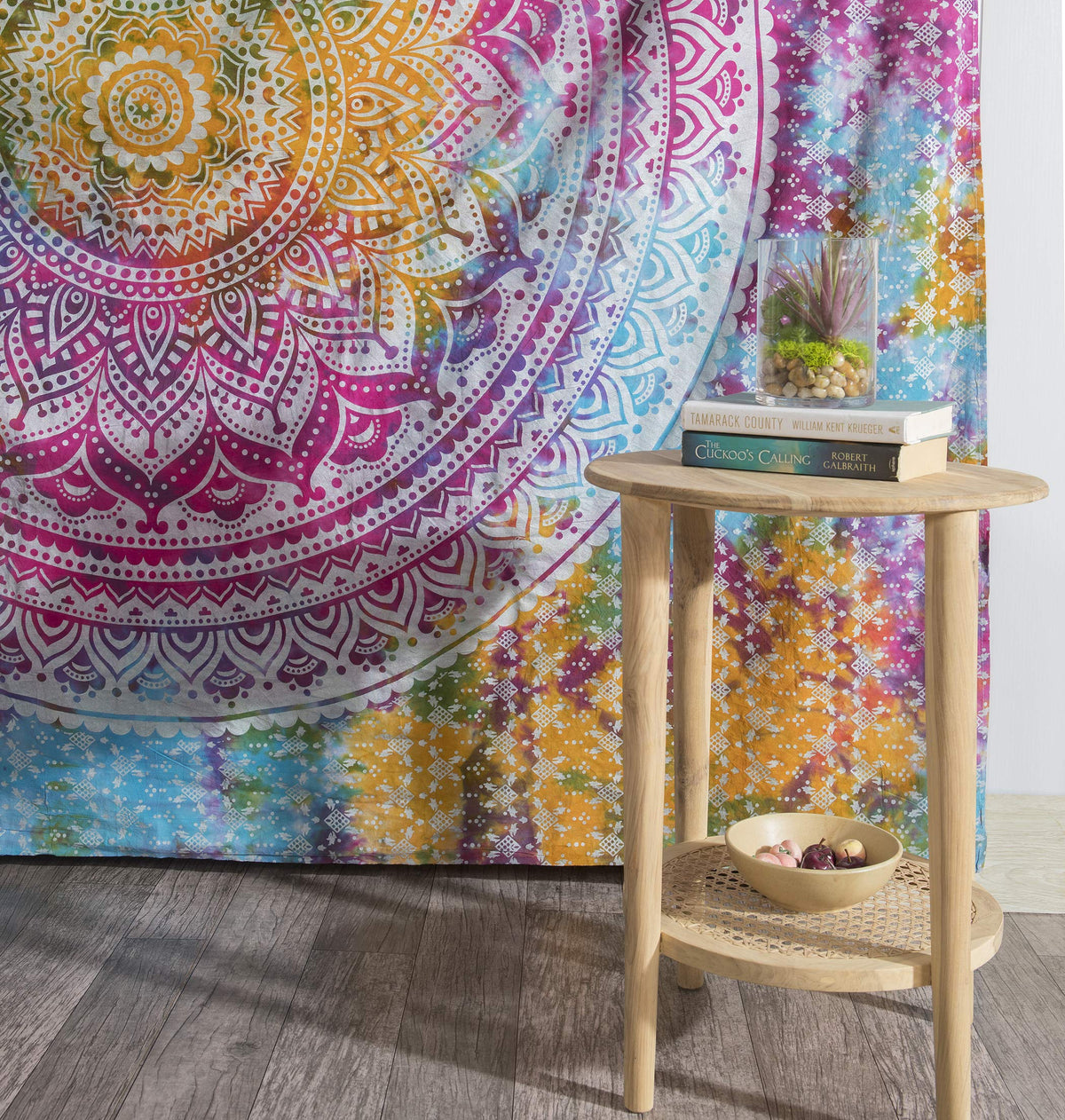 Tapestry Wall Hanging Hippie Ombre Mandala Bohemian Hippy Medallion Psychedelic Ombre Design Indian Tapestries Bedspread 84 x 90 Inches (90"L x 84"W / Tie Dye)