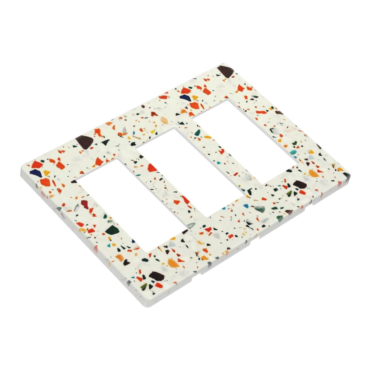 Beige.Cream Yellow Terrazzo Marble 3 Gang Triple Rocker (Beige.Cream Yellow Terrazzo Marble / 3 Gang Decorator Screwless)