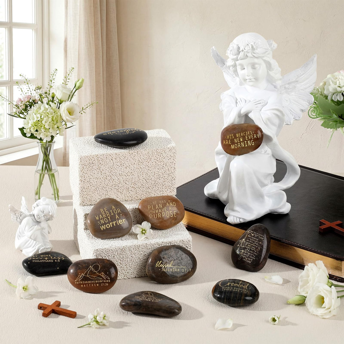 30 Pcs Bible Verses Scripture Stones Gifts Inspirational Rocks (Inspiring Bible)