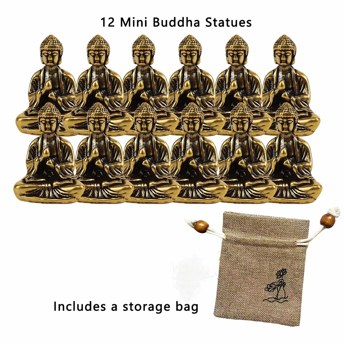12 Pcs Mini Buddha Figures