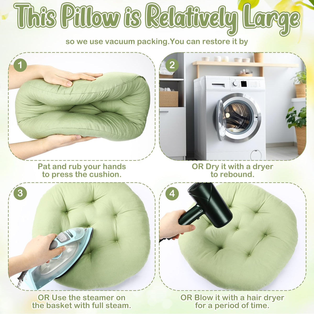 12 Pcs Round Floor Pillows Cushions Seating 16 x 16 Inches Floor Round Cushions for Kids Toddlers Flexible Reading Chair Pillows for Classroom Home School Playing Supplies (Green)