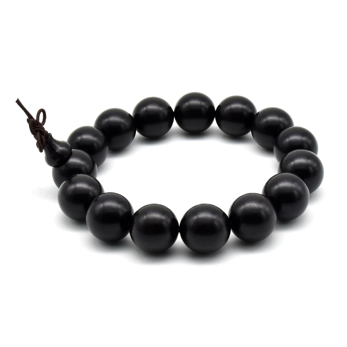 Unisex Natural Ebony Wood Buddhist Prayer Bead Necklace Bracelet Tibetan Prayer Mala Beaded Black (15mm 15beads)