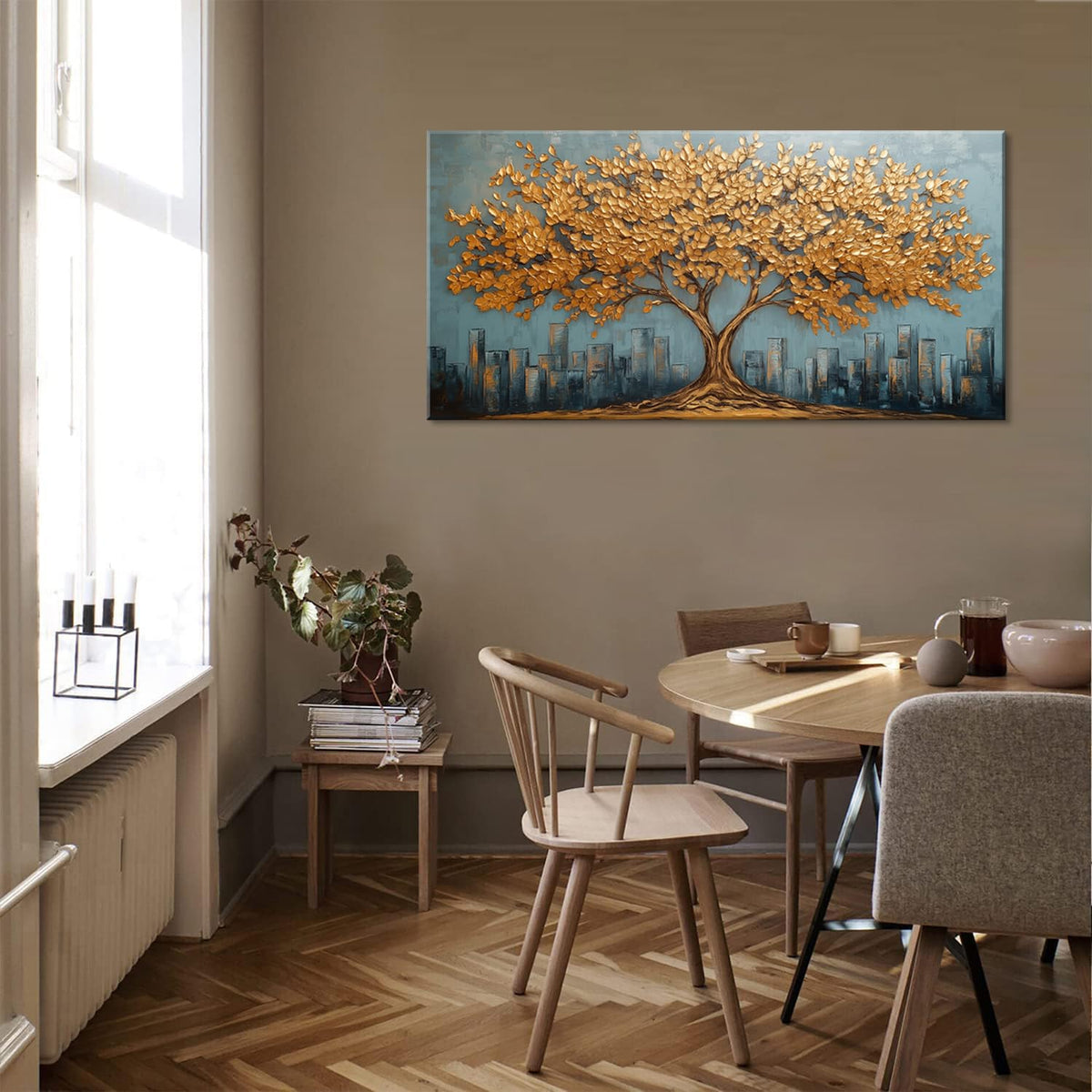 Gold Tree Wall Art for Living Room Office Modern Abstract Golden Urban Nature Minimalist Tree of Life Painting Prints Contemporary Canvas Artwork Dining Bedroom Decor Extra Large (Modern / Modern Golden Tree of Life Wall Art / 58L" x 28W")