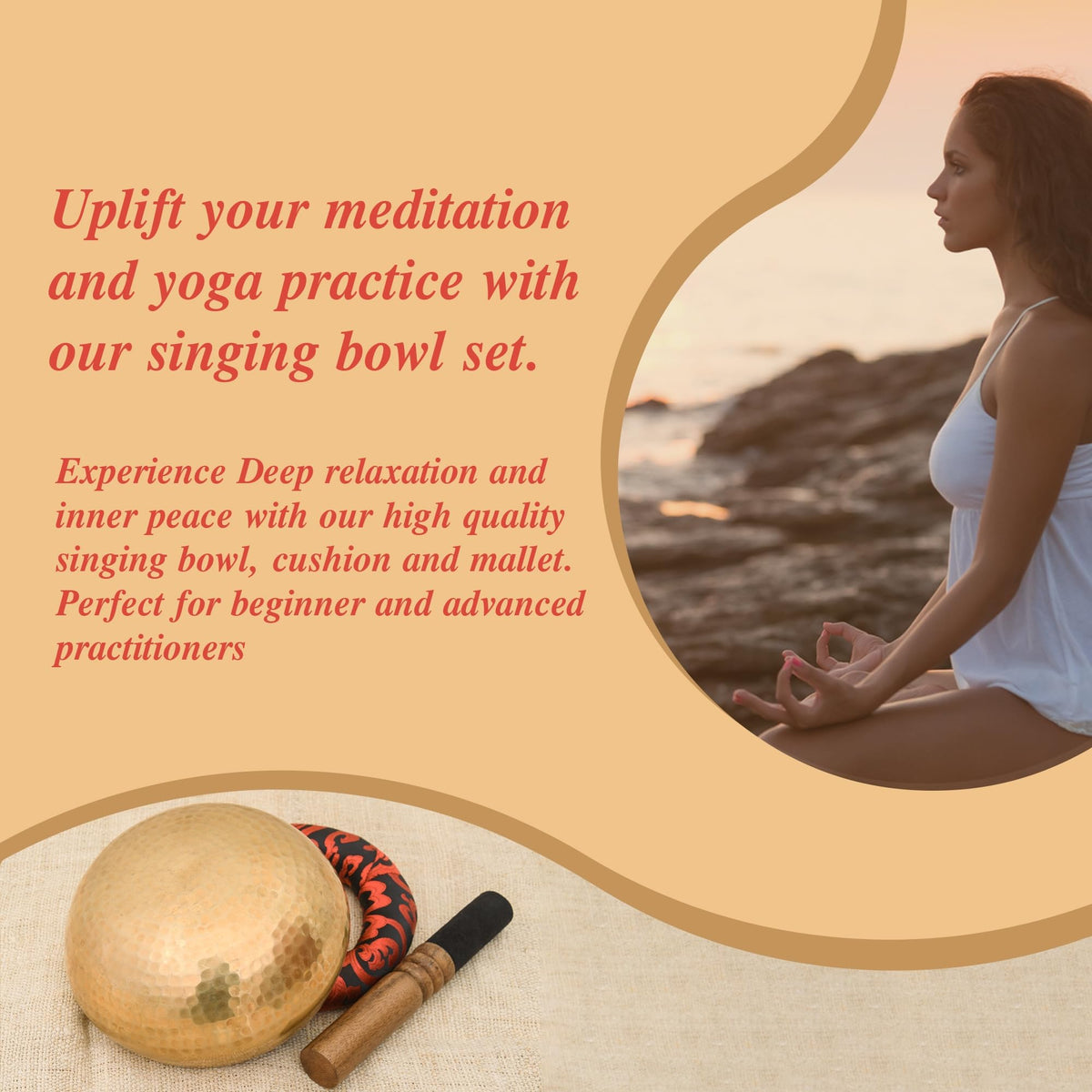 Tibetan Singing Bowl Set (Bronze 7.5")