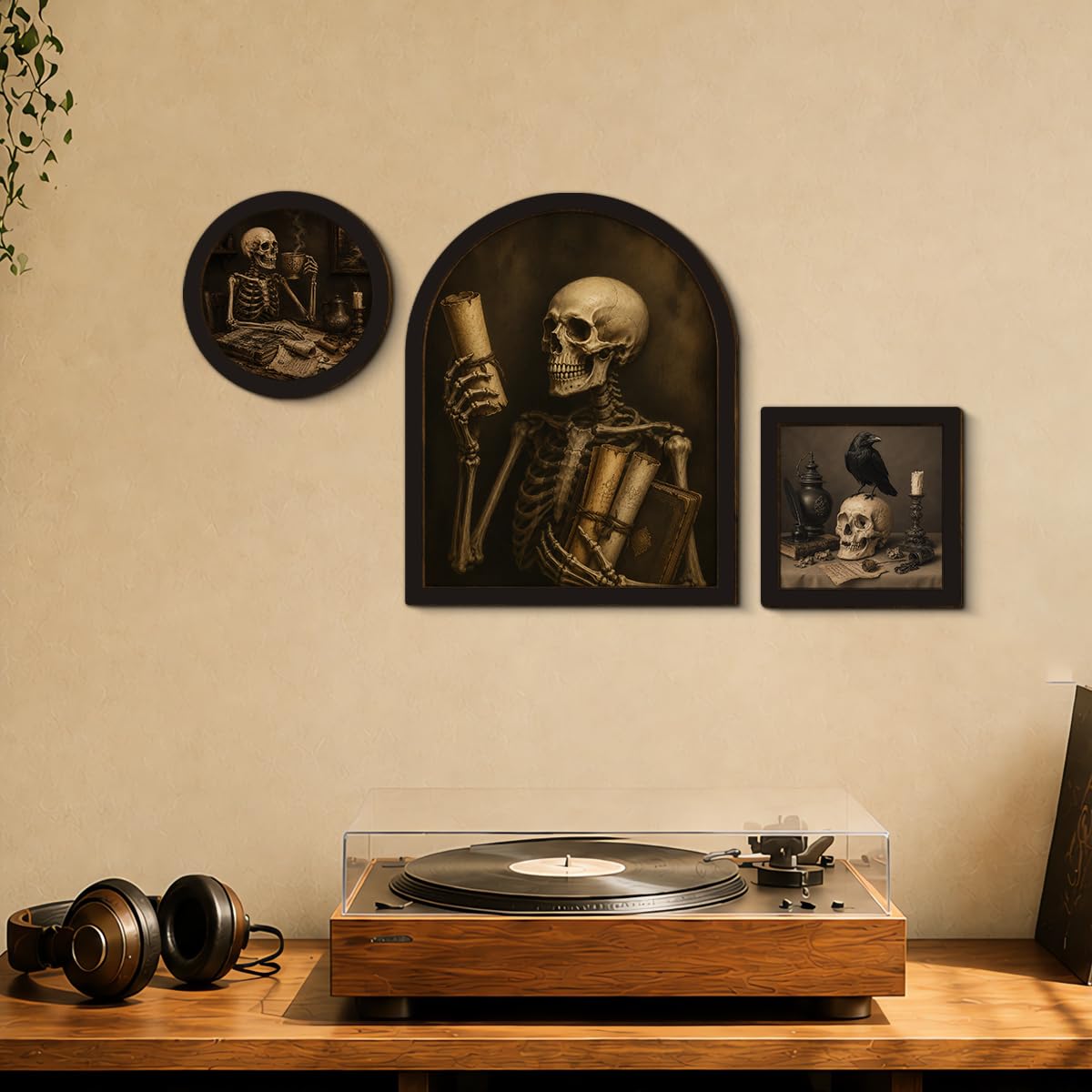 3 Pcs Skeleton Skull Wall Art Sign (Dark-08)