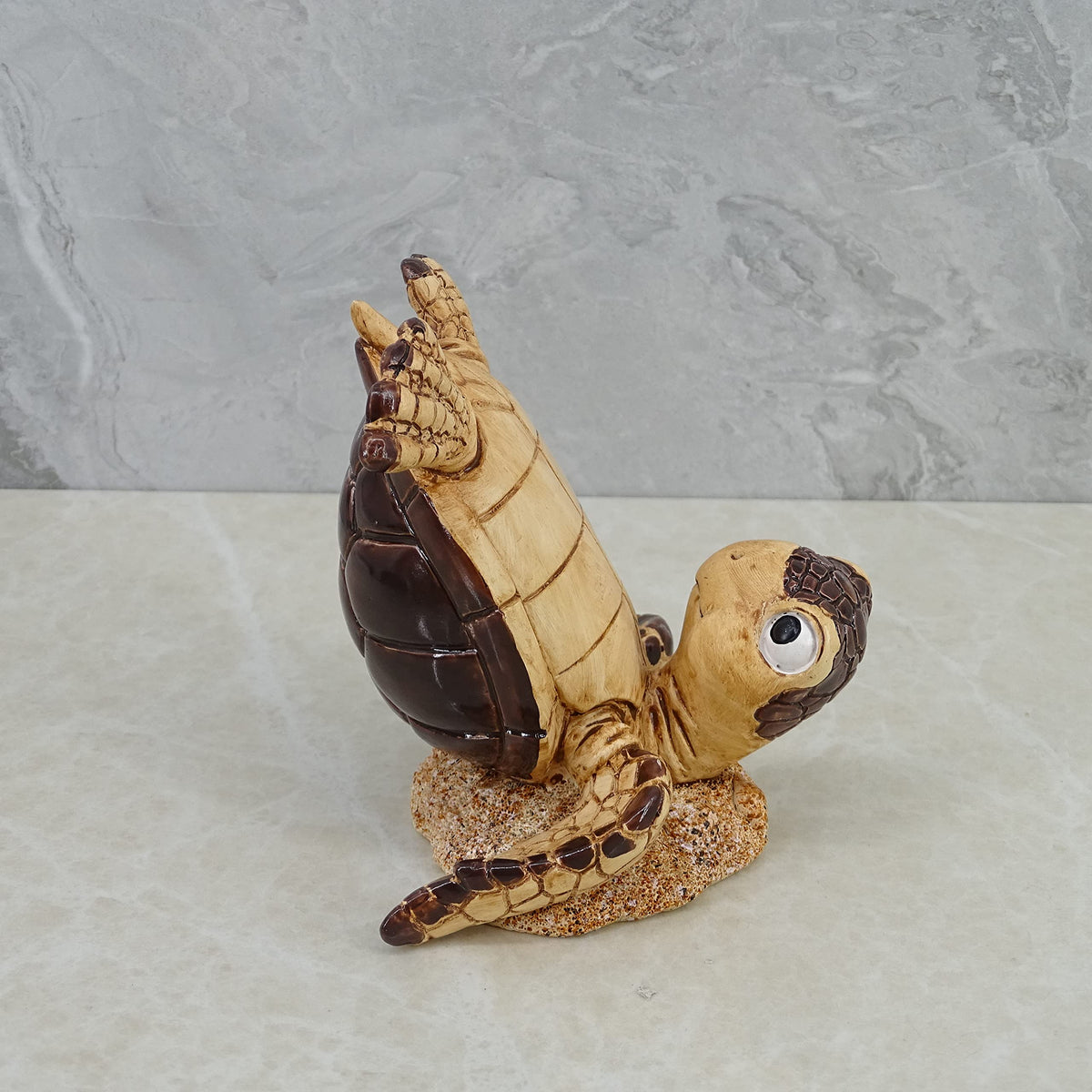 Decorative Resin Baby Sea Turtle Statue. Lovely Blue Sea Turtle Table Decor. Lucky Wealth Feng Shui Seaturtle Figurine (Brown2)