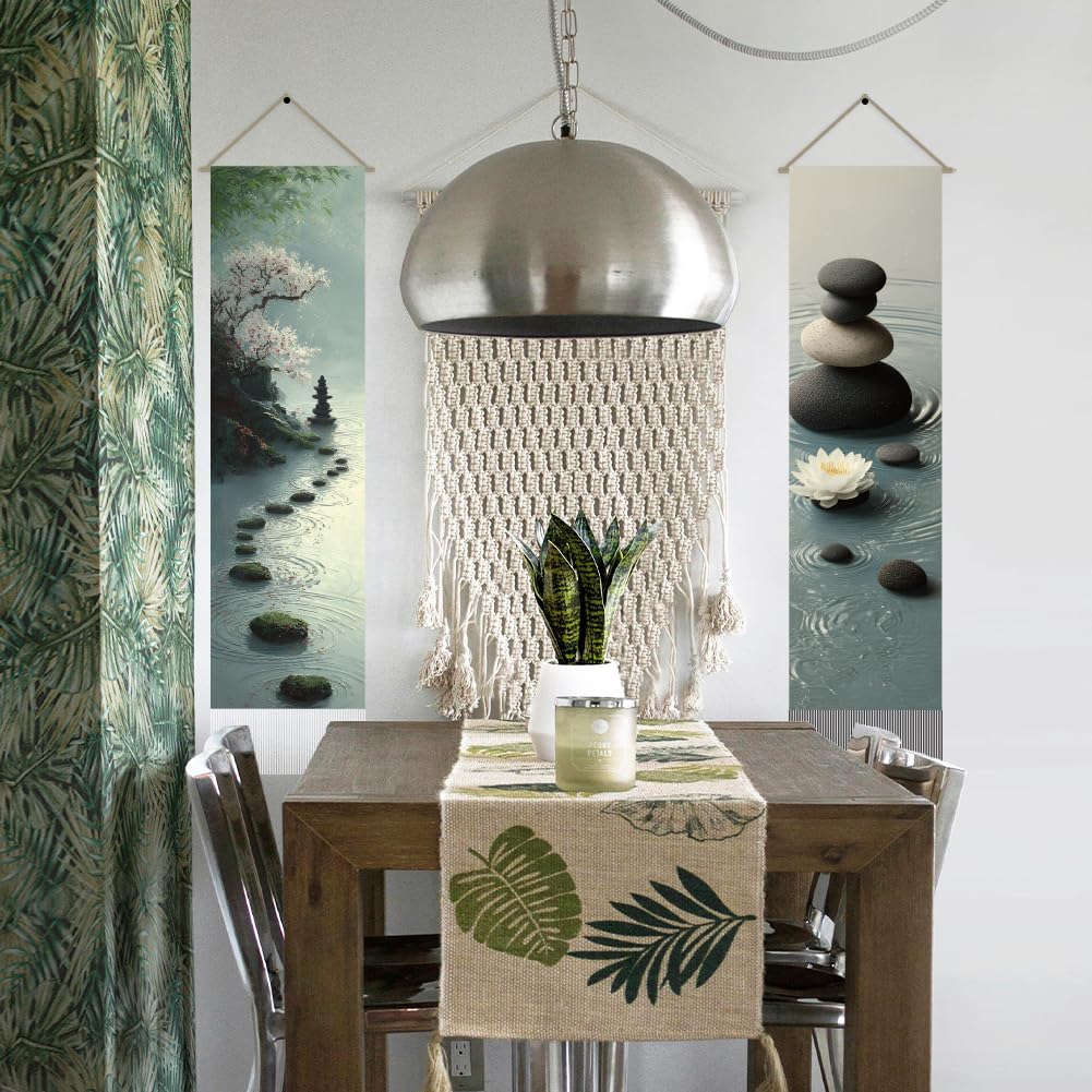 2Pcs Zen Lotus Tapestry (Lake blue-landscape)