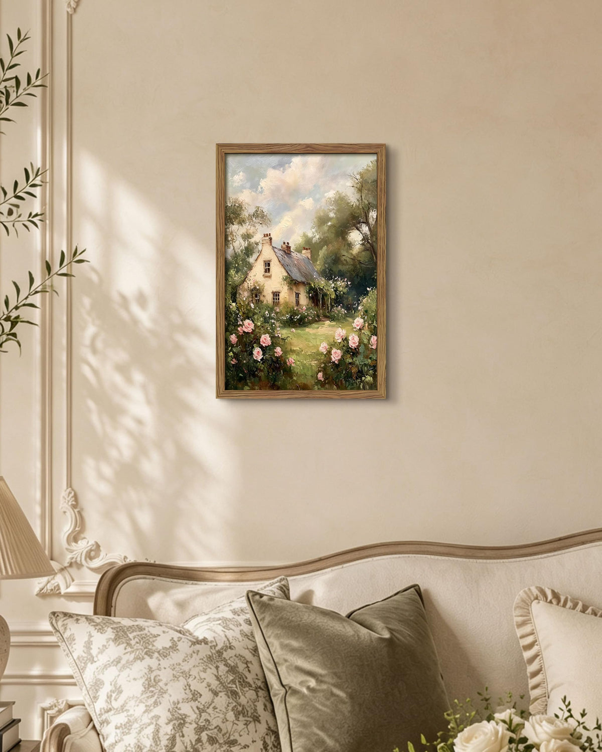 English Cottage Framed Canvas Wall Art (A-Garden / 24"L x 16"W)