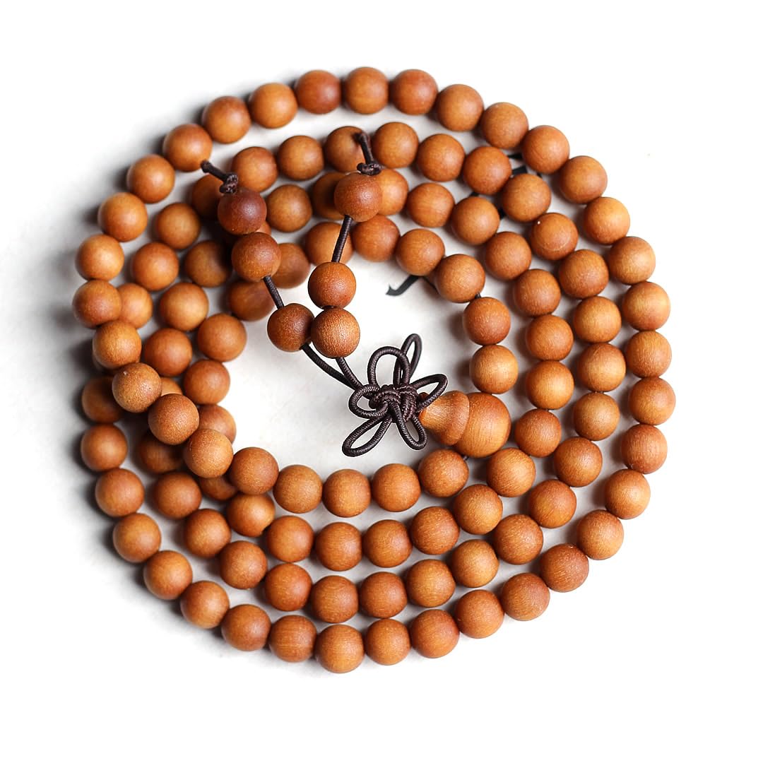 Unisex Teak Wood Prayer Beads Buddha Buddhist Beads Japa Mala Necklace Bracelet Bead (6mm x 108 beads)