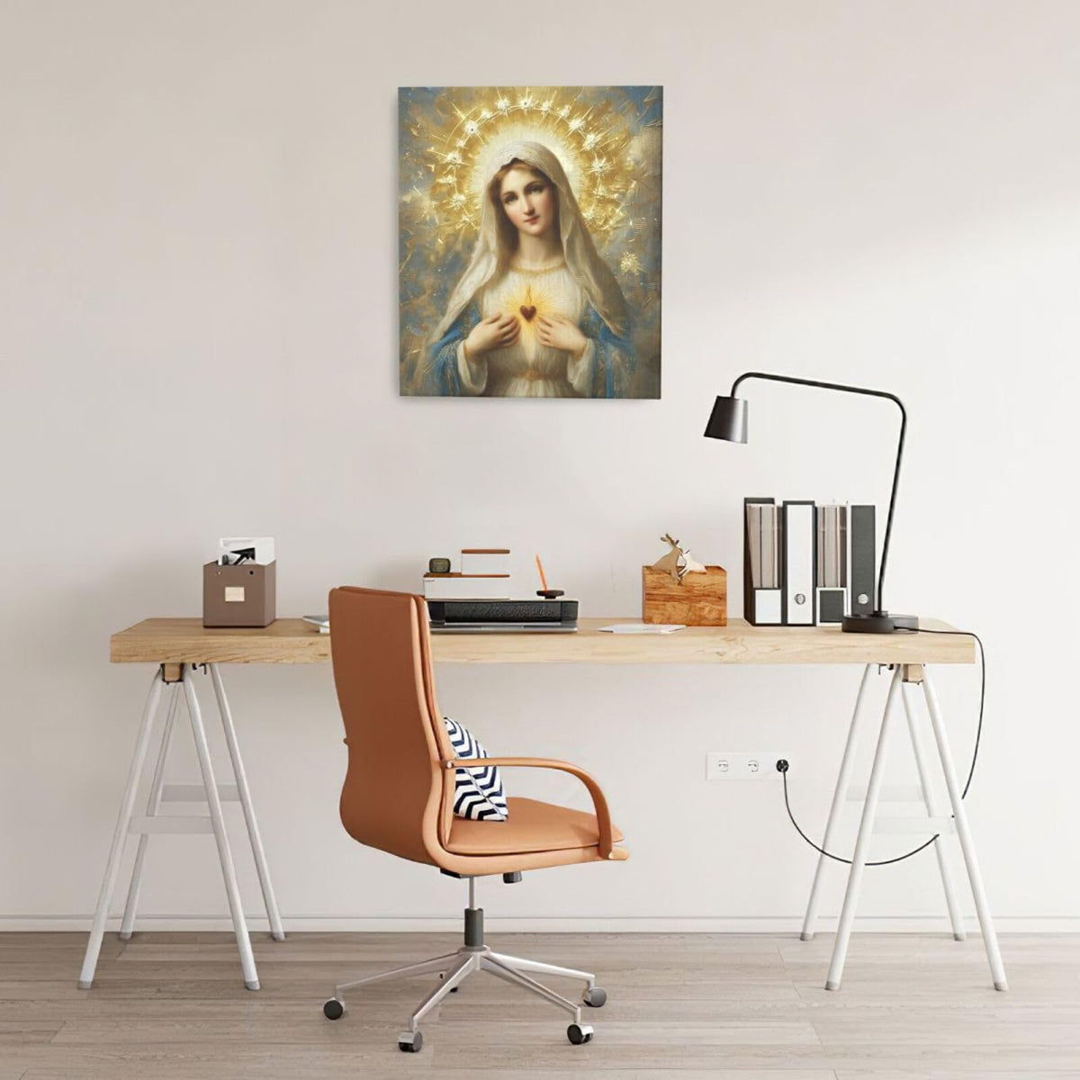 Christian Virgin Mary Wall Art Mary Mother Of God Jesus Canvas Wall Decor Catholic Pictures Christ Paintings Prints Religious Bible Artwork Framed Decorations For Church Prayer Room Bathroom Bedroom Living Room Gifts 20" x 24" (Mary / 24"L x 20"W)
