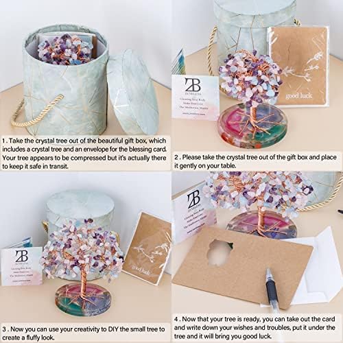 7 Chakra Healing Crystals Stones Tree (Purple_pink_blue)