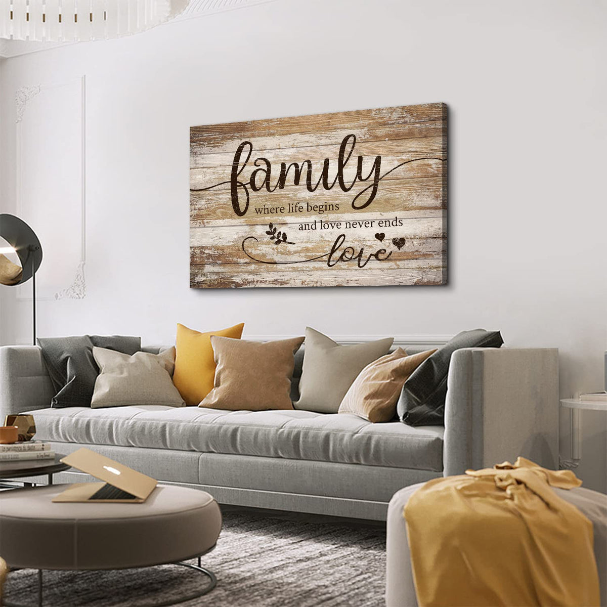Extra Large Family Wall Art Kitchen Wall Decor Inspirational Quotes Rustic Brown Poster for Dining Room Vintage Farmhouse Painting Motivational Pictures Canvas Print Living Room Home Decoration 32x48” (48"L x 32"W / Family)