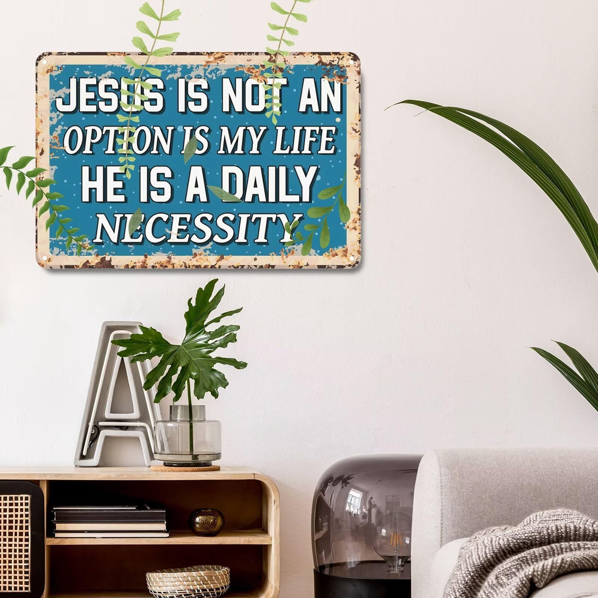 Christian Prayer Metal Tin Sign Jesus Wall Sign Jesus Is Necessary Wall Art Prayer Motivational Positive Quotes Gifts Wall Sign for Church Home Bedroom Decor Gifts 12x16 Inch (Jesus Is Necessary / 12x16 Inch)