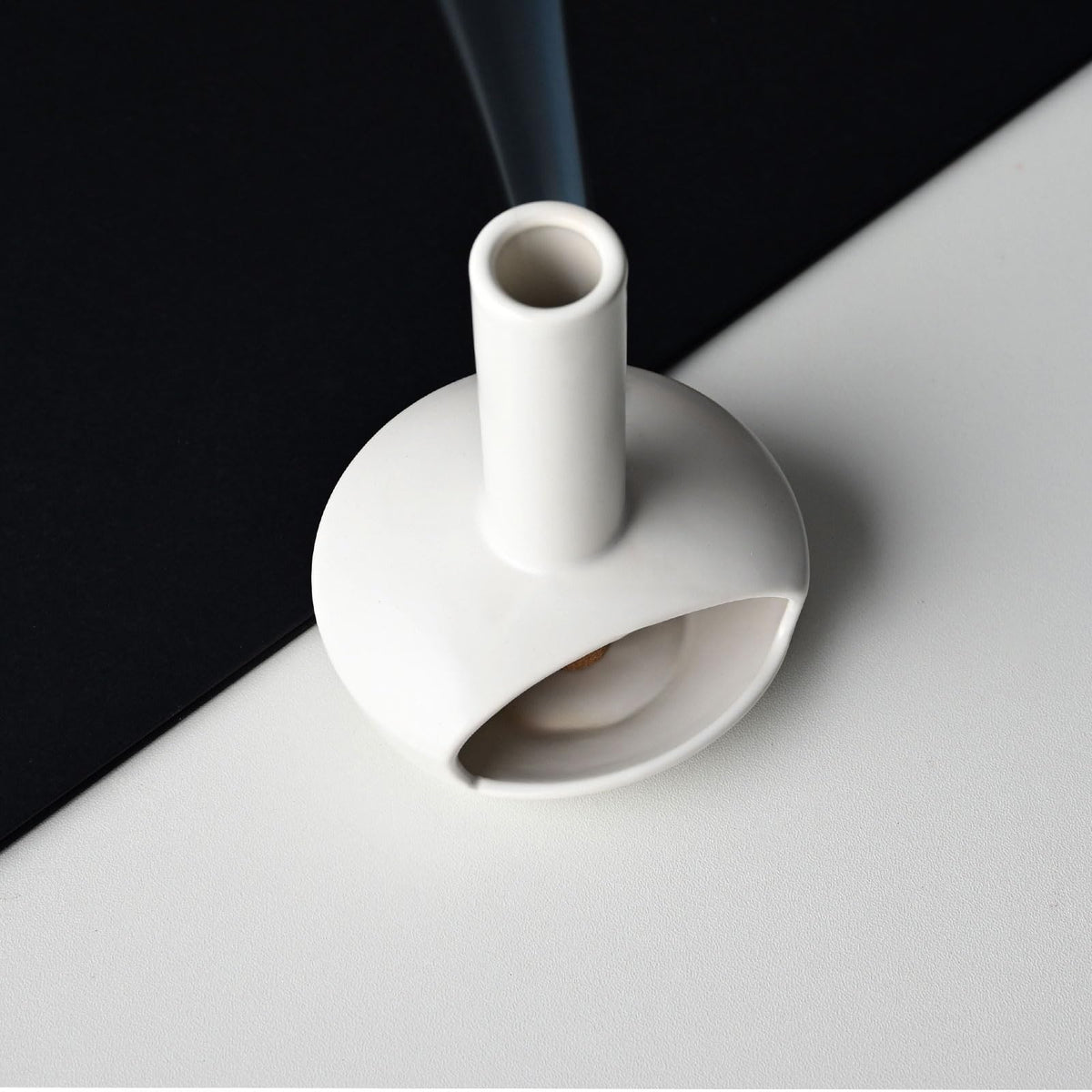 Ceramic Mini Chiminea Palo Santo Burner (Round Bottomed Palo - White)