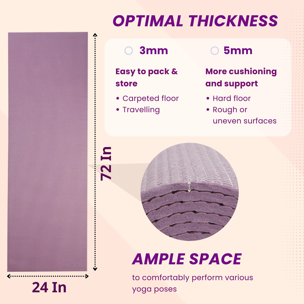 Mat 72 x 24 Inch 3mm (Lilac / 3mm Thick)