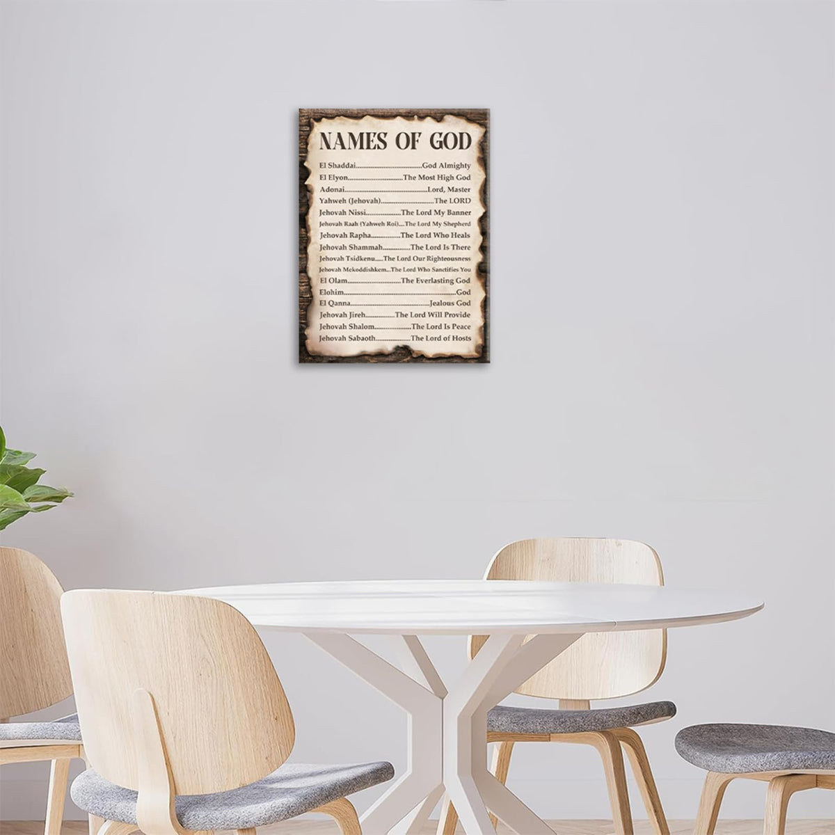 Names of God Wall Art Christian Religious Scripture Wall Decor Bible Verse Canvas Painting Picture for Church Bedroom Living Room 16"x20" (Names Of God / 20"L x 16"W)