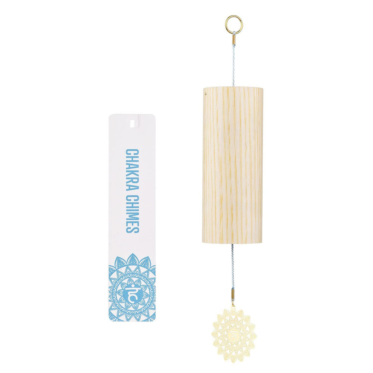 Chakra Chimes Natural Bamboo Wind Chimes Meditation Chord Windchime Wind Bell for Home Decoration Zen Mindfulness Throat Chakra (Throat)