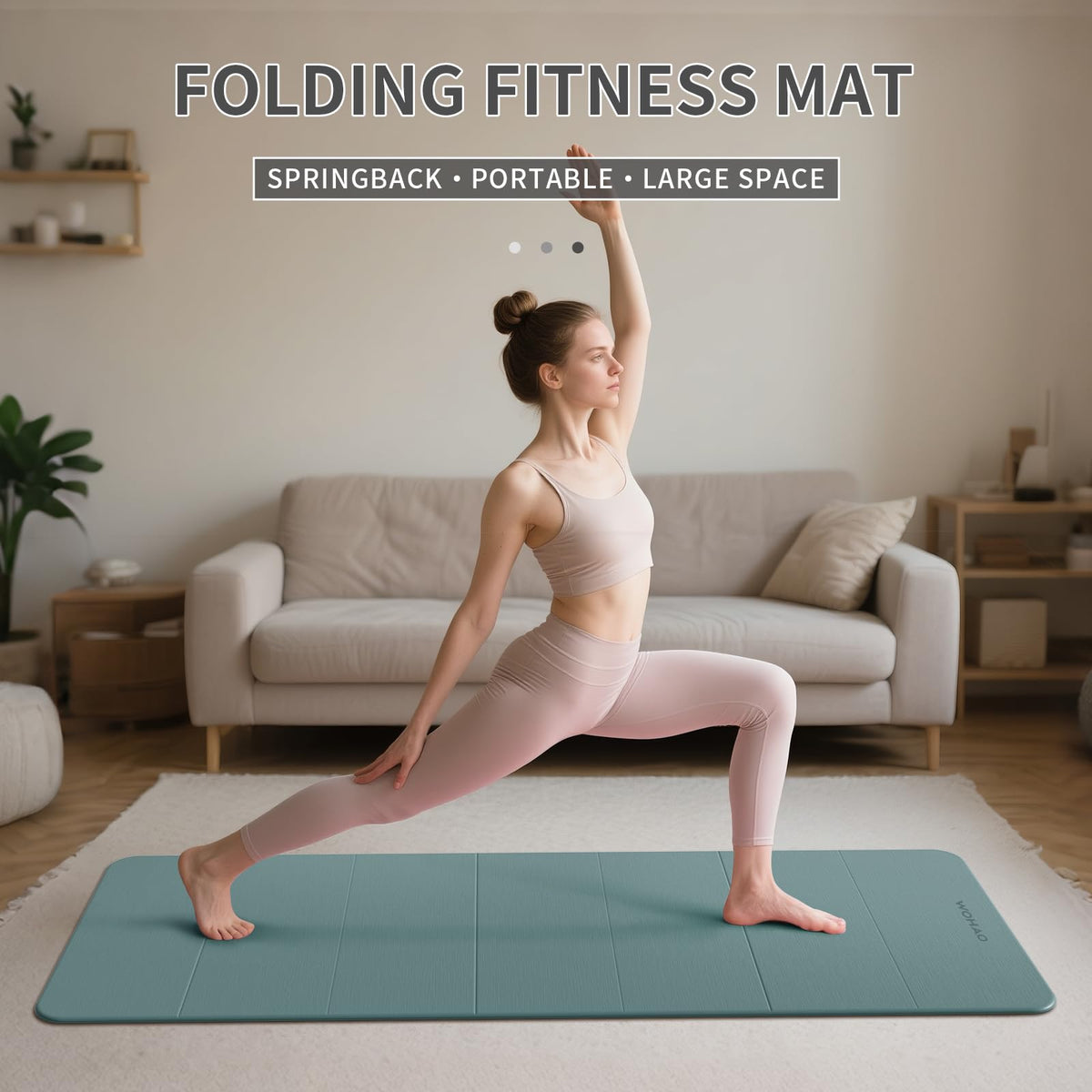 7 Fold Yoga Mat 70"x24" (Dark green+Dark Gray)