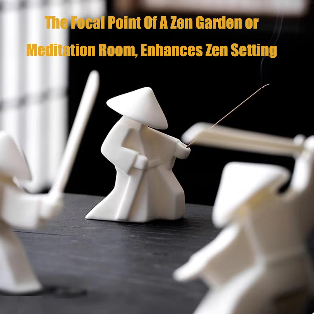 EAEMDY Samurai Figure Figurine Japanese Warrior Statue Decor for Table Room (6.white A+green a)