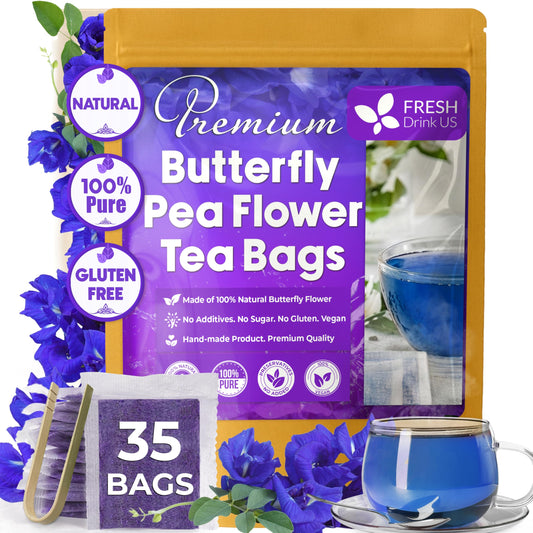 Premium Butterfly Pea Flowers Tea (35 Count (Pack of 1))