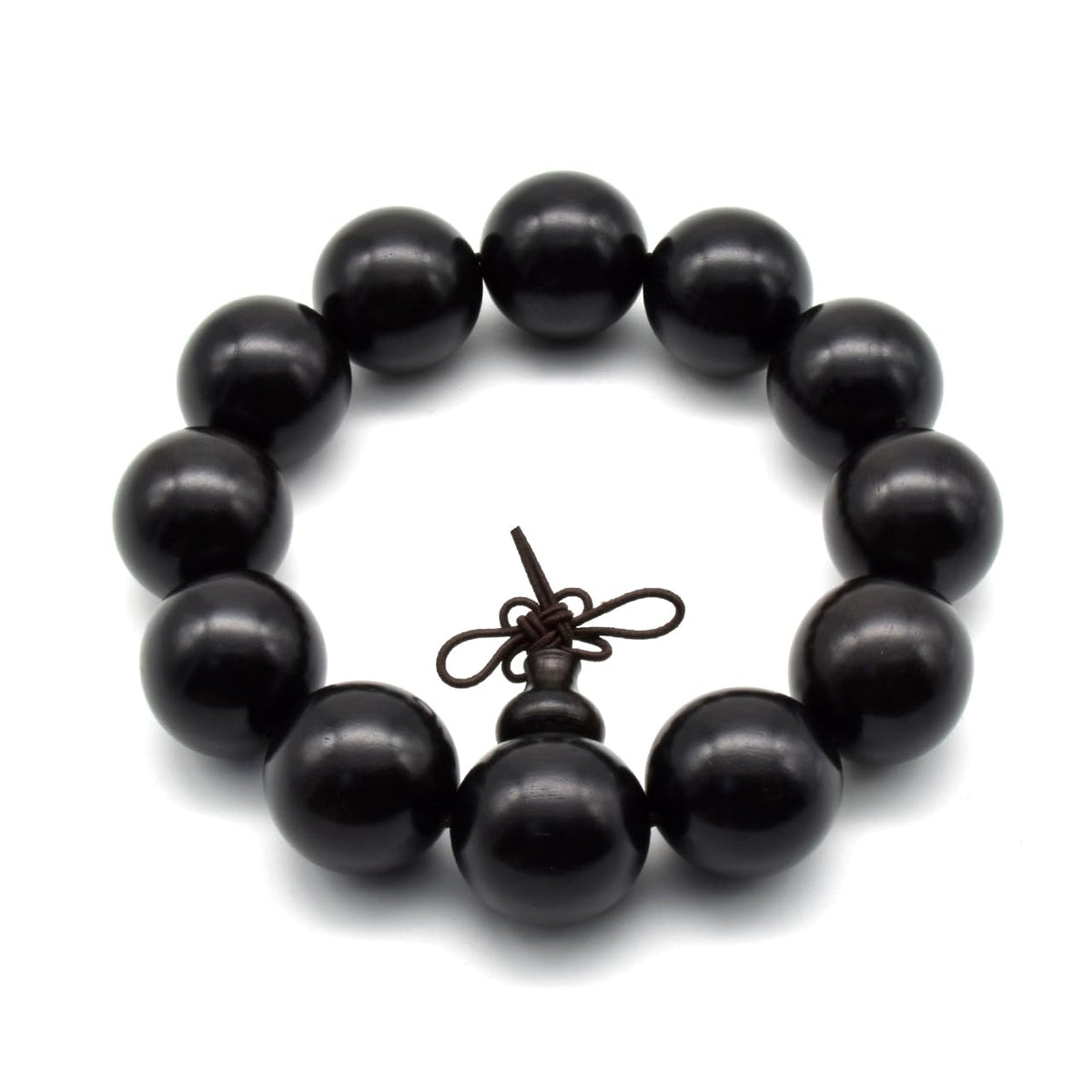 Unisex Natural Ebony Wood Buddhist Prayer Bead Necklace Bracelet Tibetan Prayer Mala Beaded Black (20mm 12beads)