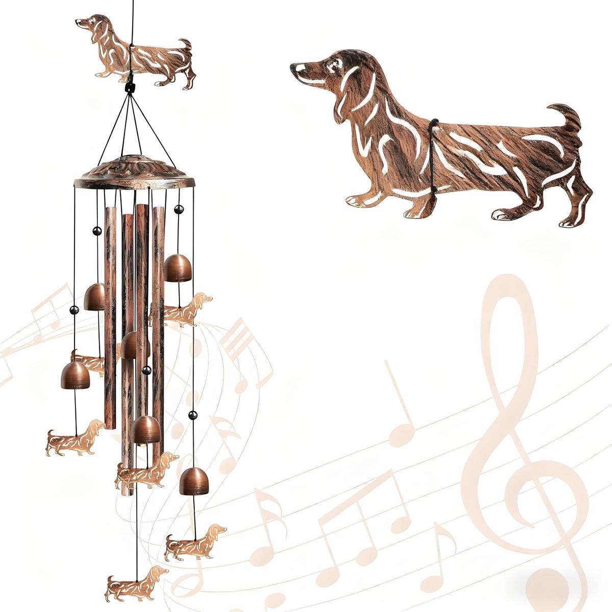 Dachshund Wind Chimes (Copper / Dachshund)