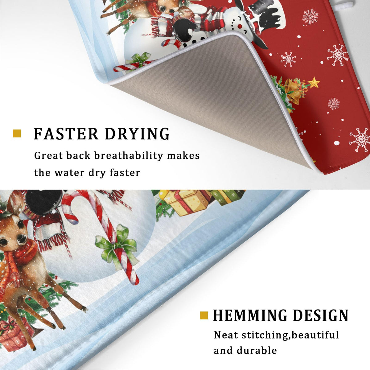 Christmas Snowman Dish Drying Mat for Kitchen Counter (Christmas / 18" x 24")